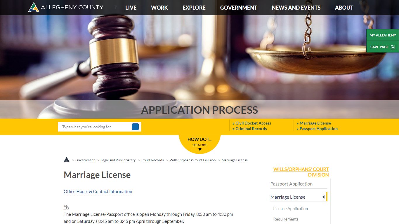 Marriage License Application | Allegheny County